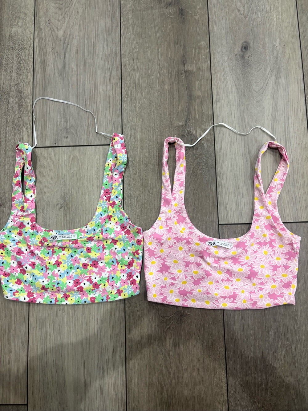 Zara Pink Daisy Crop Tank & Multicolor Floral Crop Tank